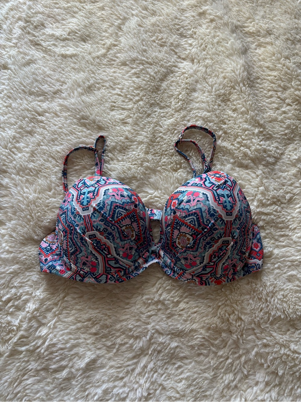 Raisins Pink and Blue Printed Bikini Top